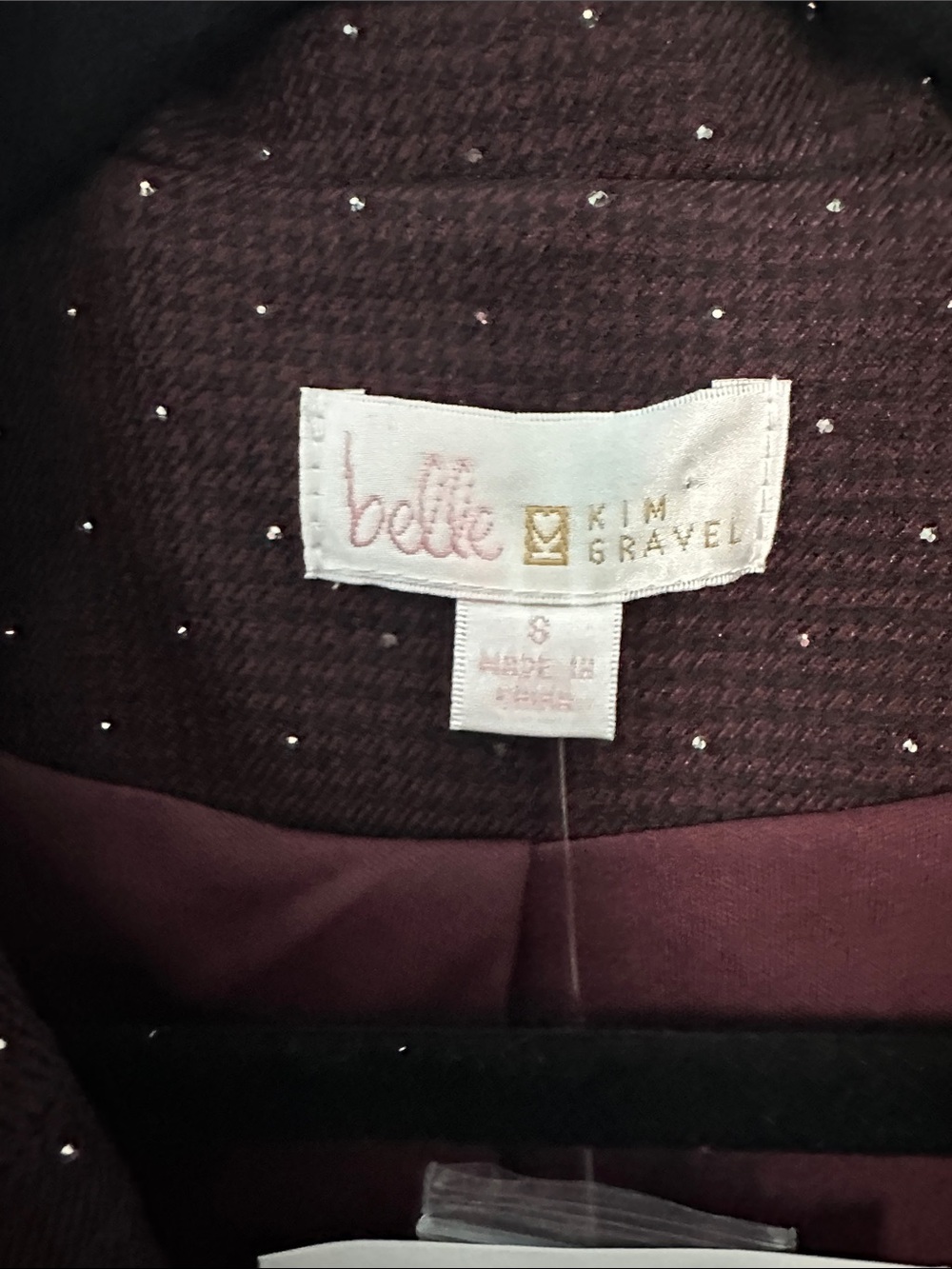 Belle by Kim Gravel Polka Dot sparkling Burgundy Women's Blazer Jacket Size S - Picture 2 of 11